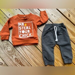 Infant baby toddler Mr steal your chick sweatshirt & sweatpants set